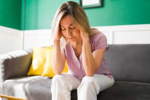 woman not feeling well